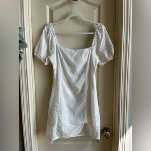 Altar'd State White Puff Sleeve Mini White Dress